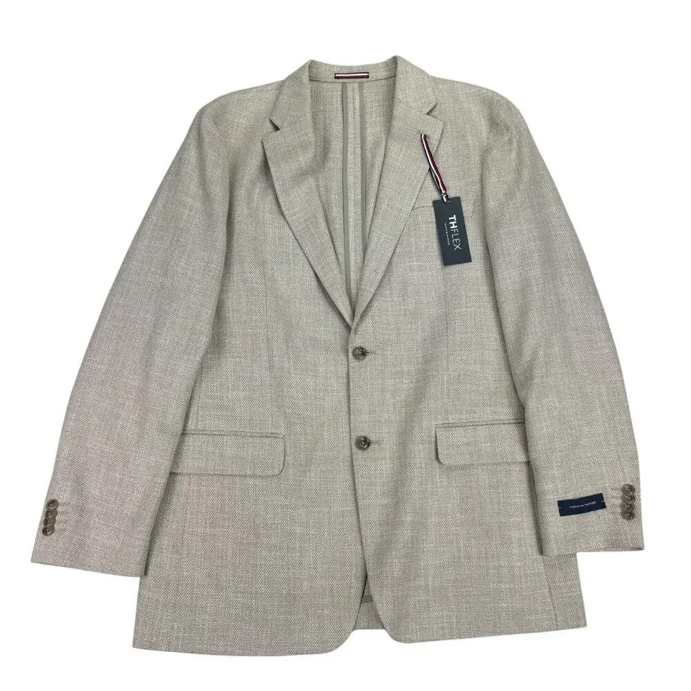 Tommy Hilfiger Mens TH Flex Gene Modern Fit Sport Coat Tan 42L