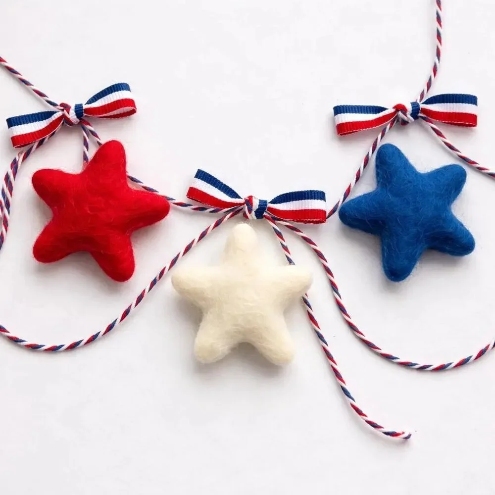 Felt Star Garland | 4th of July Americana Decor, Memorial Day, Veterans Day