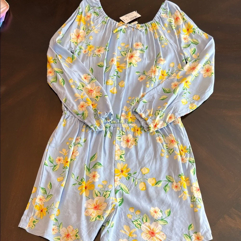 The Children's Place Light Blue Floral Romper