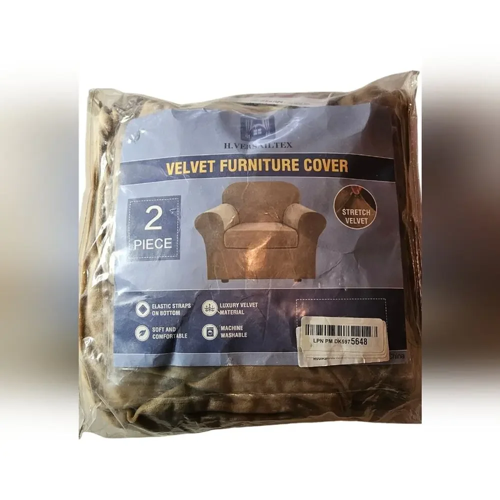 NWT H. Versailtex Brown Velvet Furniture Cover, 2 Piece, Never Used Or Opened.