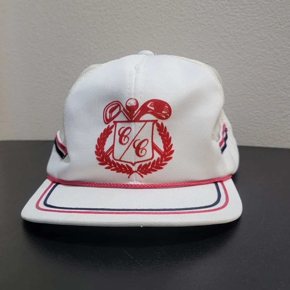 Vintage Ya Golf Country Club White Mesh / Red Rope Snapback Adjustable Hat Men's