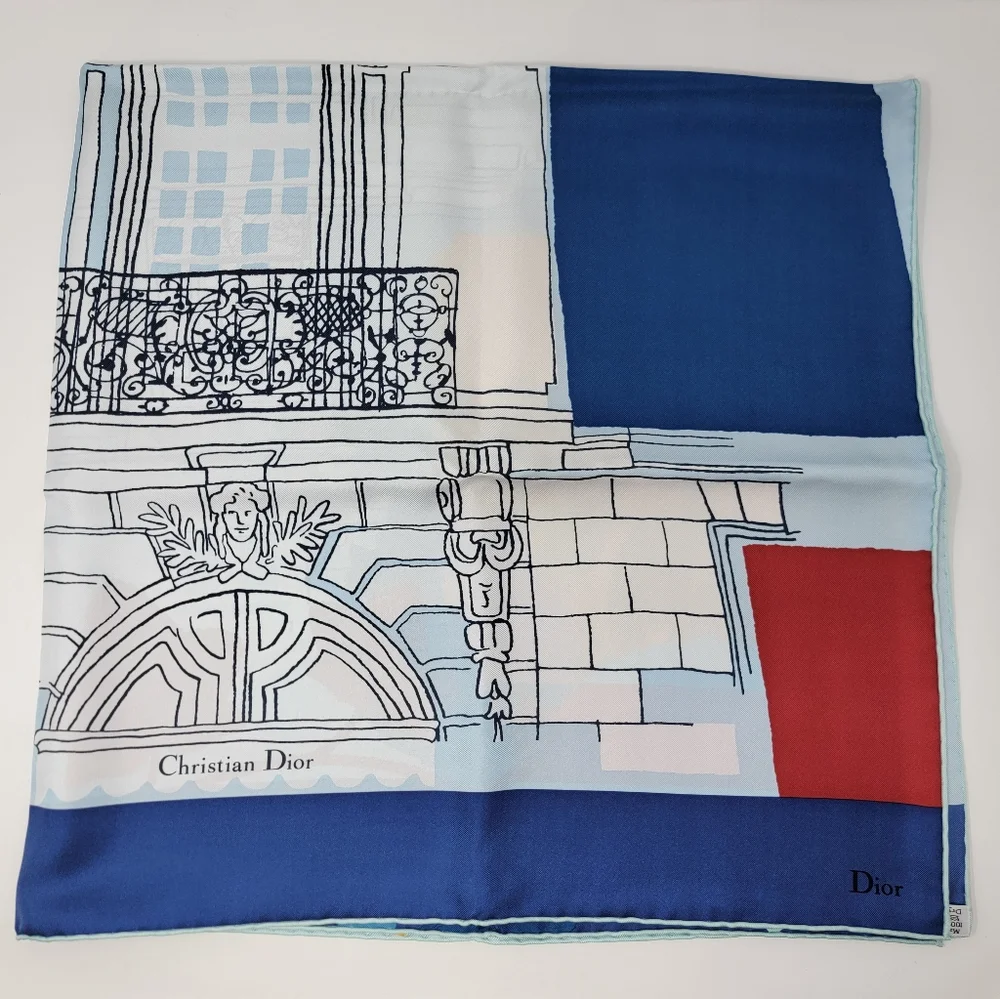Christian Dior Multicolor Achitectural Design 100% Silk Scarf