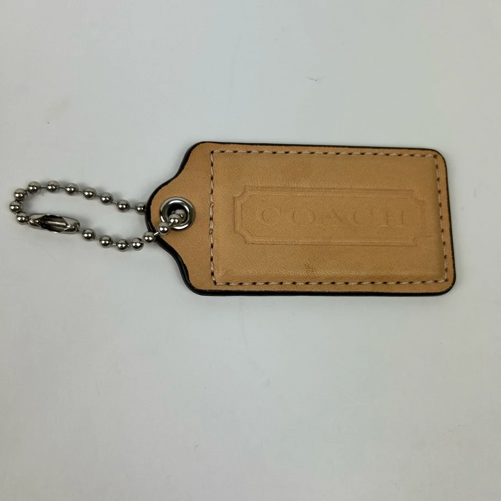 Coach Beige Leather Key Chain Fob Holder