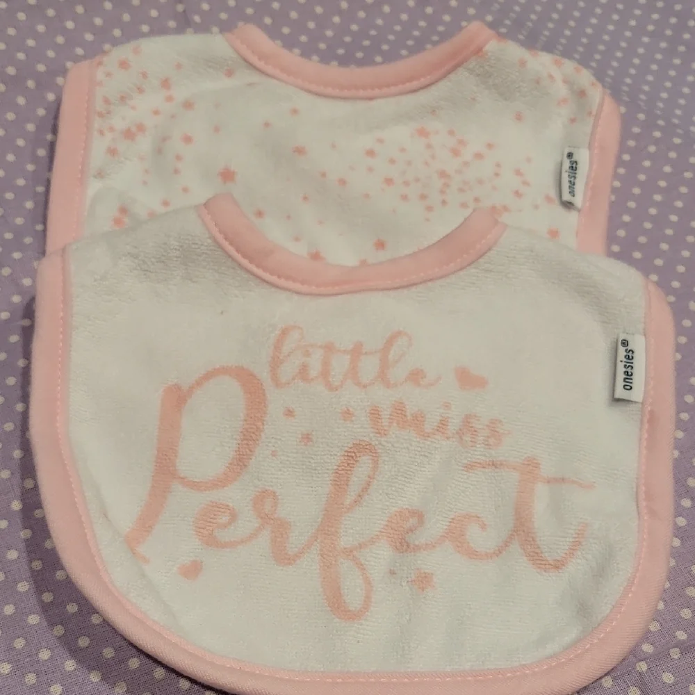 Gerber Pink and White Baby Bib Set