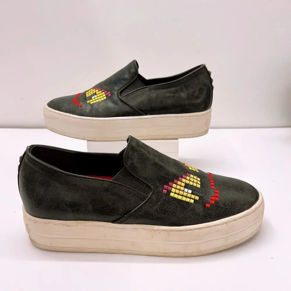Skechers Street GRIMACE Rise Fit Black Platform Slip-On Sneaker Women's Size 8.5