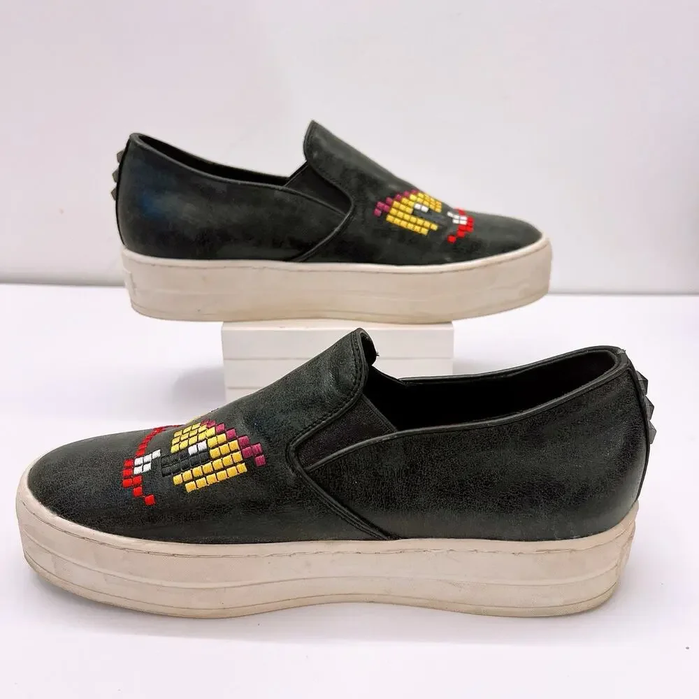 Skechers Street GRIMACE Rise Fit Black Platform Slip-On Sneaker Women's Size 8.5