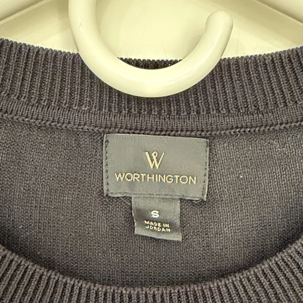 🌻3/$25 Worthington Womens Black Crewneck Tunic Sweater Side Slit Long Sleeve