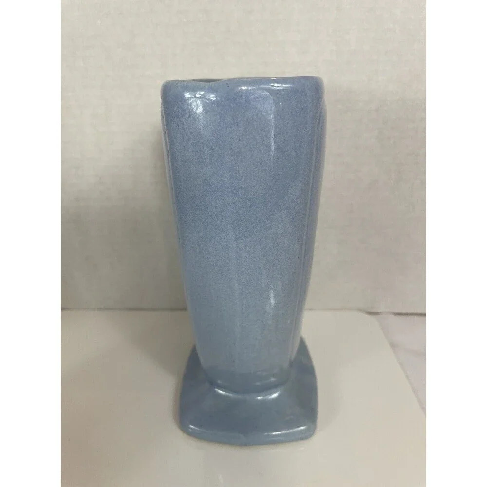 Robinson Ransbottom Vase Art Pottery Gazelle Deer Blue Ceramic 230 MCM VTG Retro