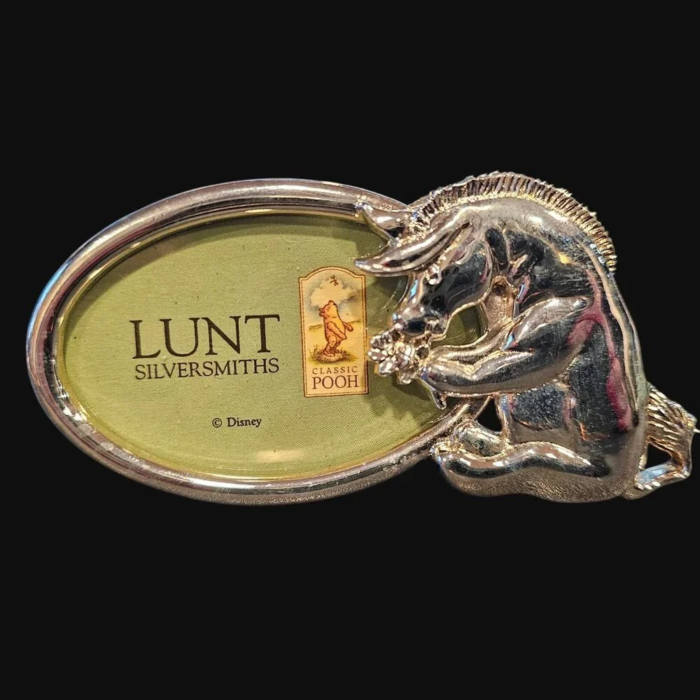 Vtg 1990s Lunt Classic Disney Eeyore Silver Plated Photo Frame With Original Box