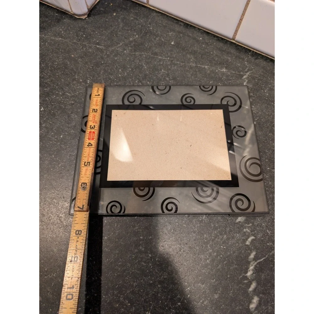 Elsa L Inc Frosted Glass Picture Frame Black Swirl Spiral Pattern 4x6 Horizontal