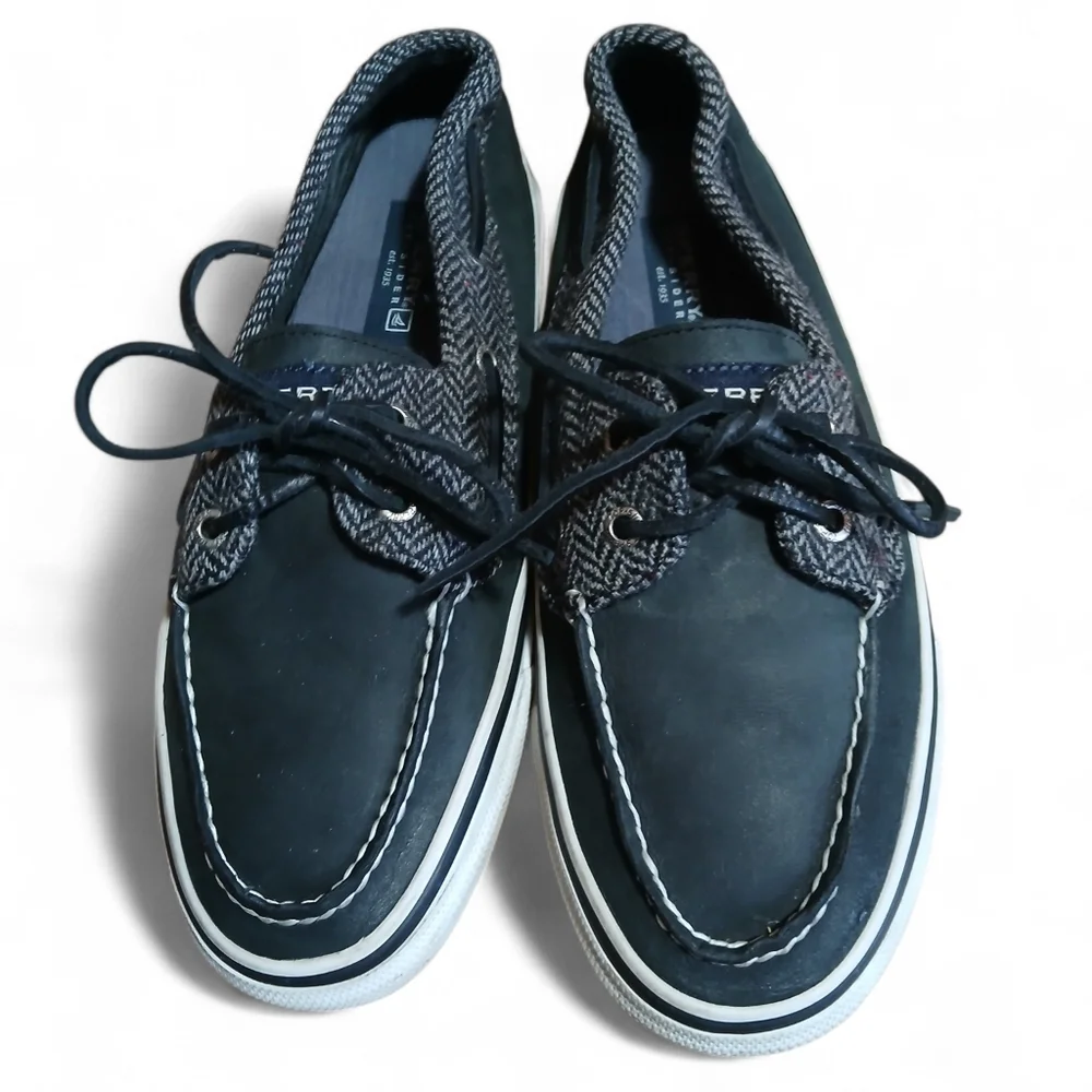 Sperry Men's Size 8 Wool Blend Upper Black Boat Shoes
