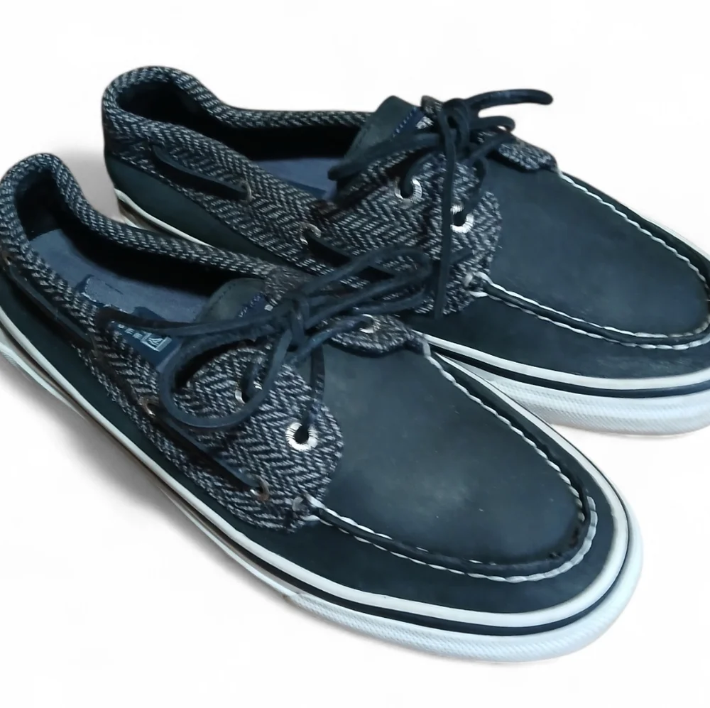 Sperry Men's Size 8 Wool Blend Upper Black Boat Shoes