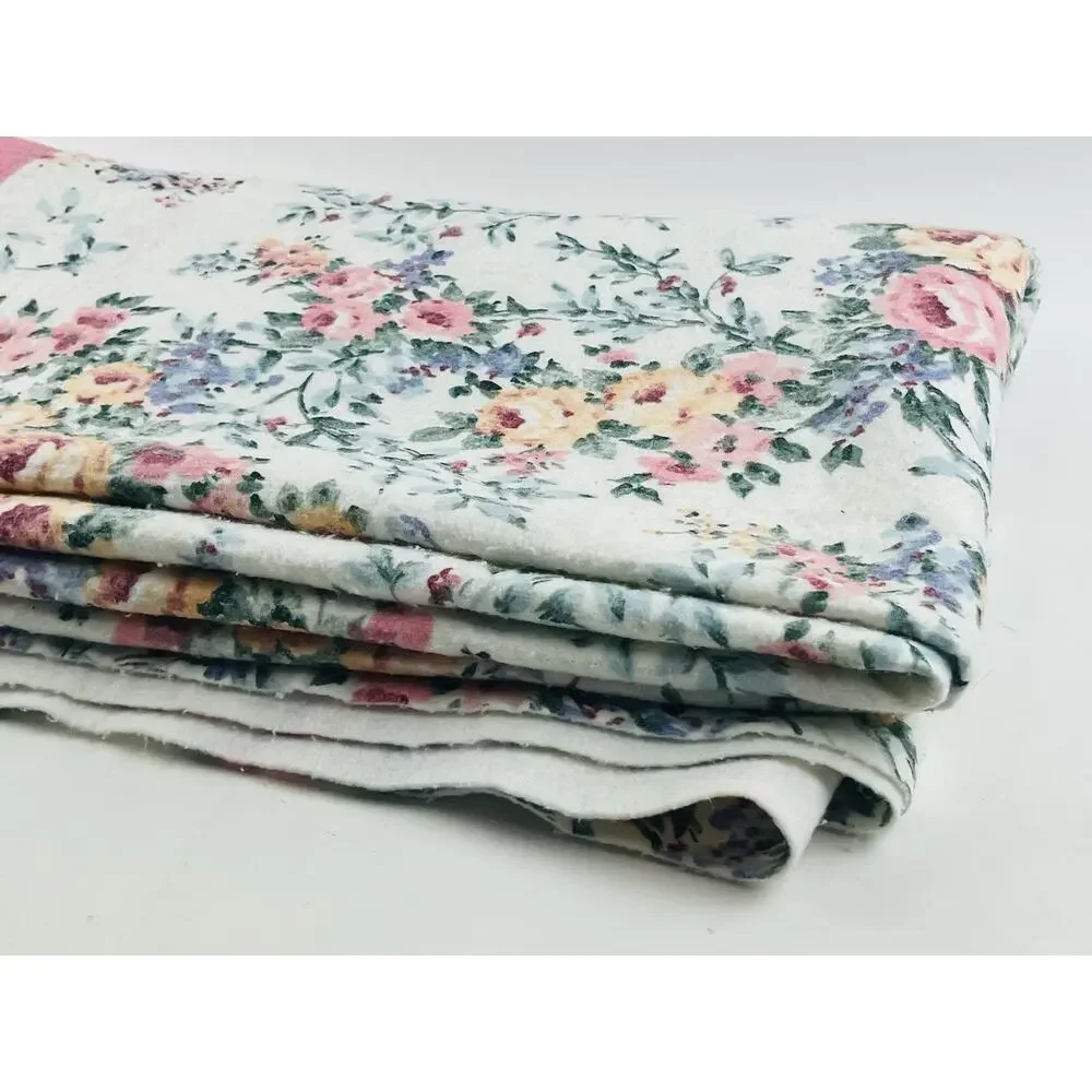 Vintage Blanket WPL1675 Floral Flowers Pink Twin Acrylic Nylon Edge Fleece USA