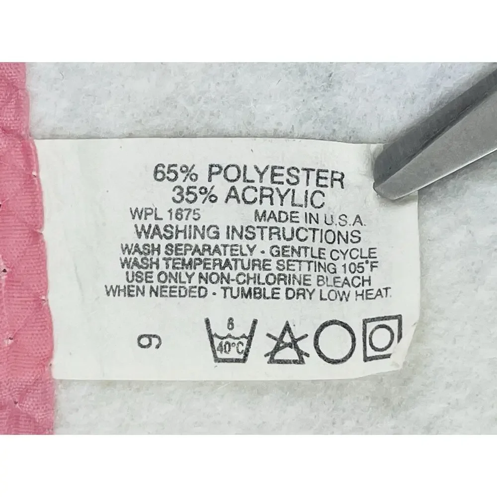 Vintage Blanket WPL1675 Floral Flowers Pink Twin Acrylic Nylon Edge Fleece USA