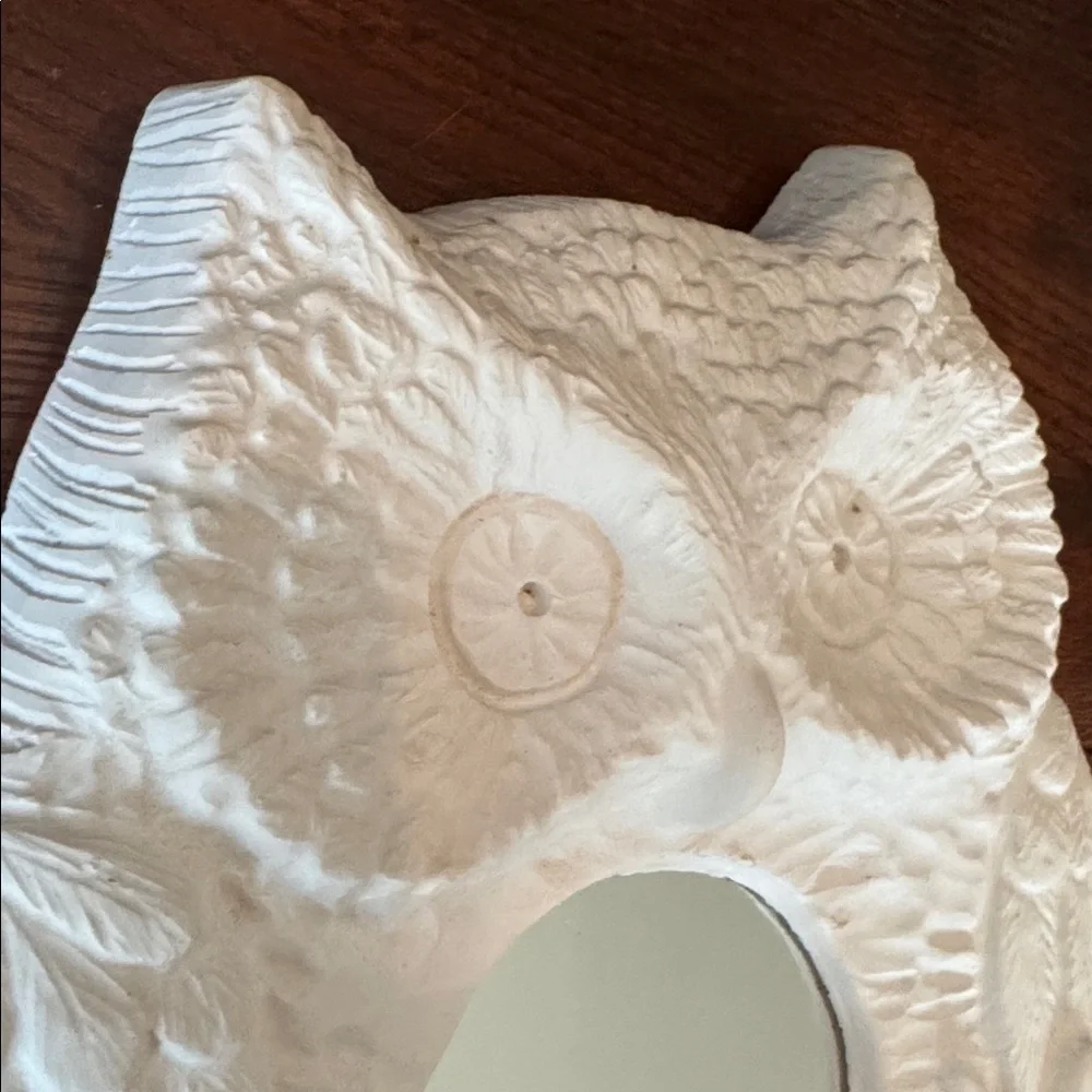 VTG MCM Chalkware Hoot Owl Shaped Decorative Wall Mirror ready to paint