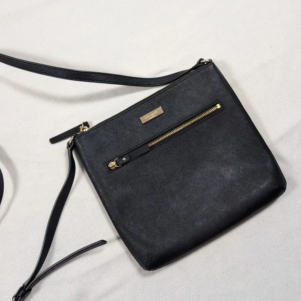 KATE SPADE New York Laurel Way Rima Bag Black Gold Crossbody Chic Classic