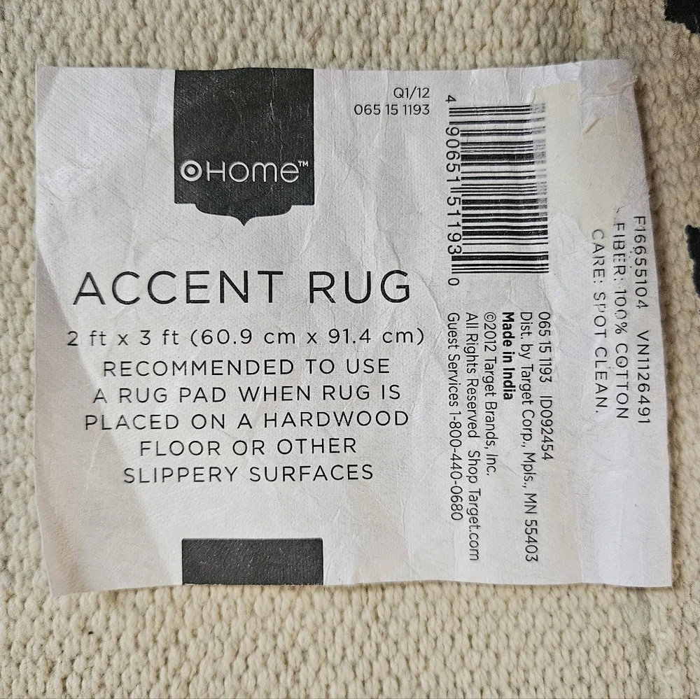 NWT Nautical Chain Link Trellis Cotton Accent Rug in Navy & Cream - 2 x 3