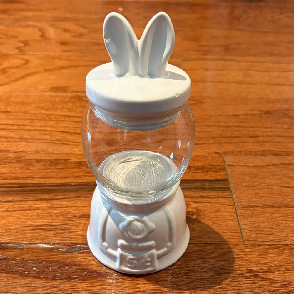 White Bunny Ear Candy Jar