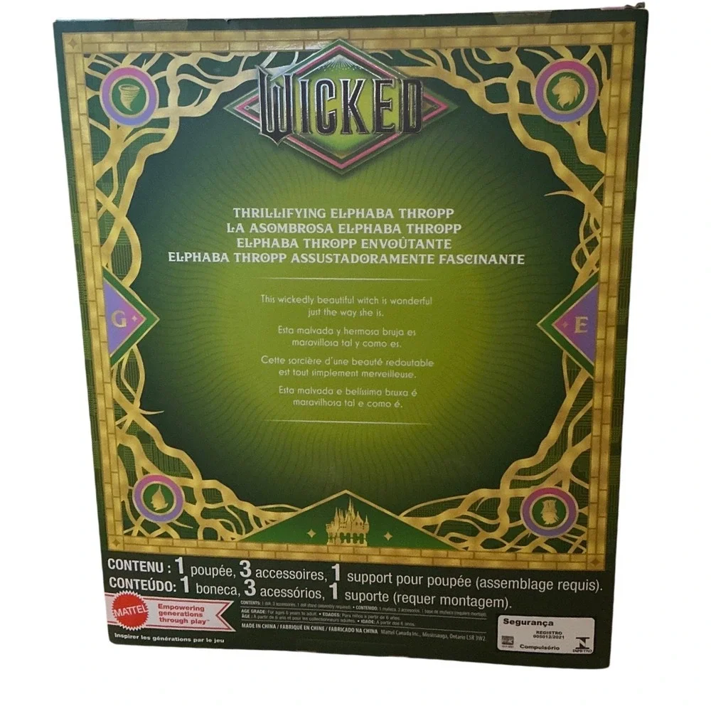 Mattel Wicked Thrillifying Elphaba Thropp Fashion Doll Green Witch Broom Hat NEW