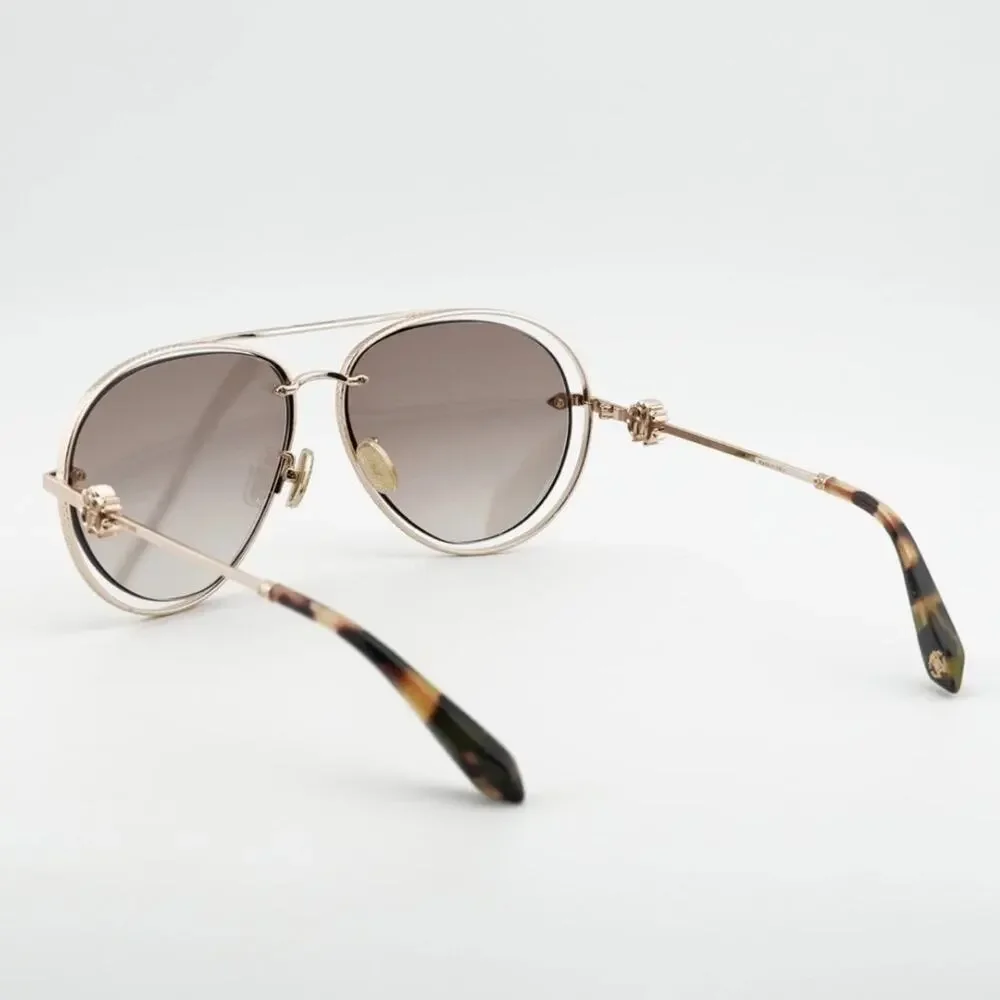 Roberto Cavalli SRC032M Rose Gold Aviator Sunglasses 300G Brown Gradient NEW