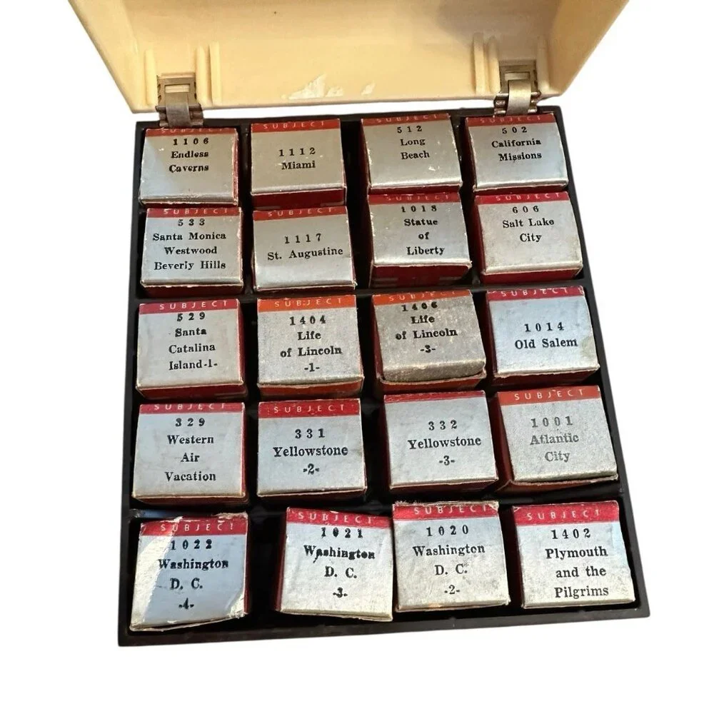 Tru Vue Film Strips Vintage Lot 16 Broken Case Yellowstone Western Travel US DC