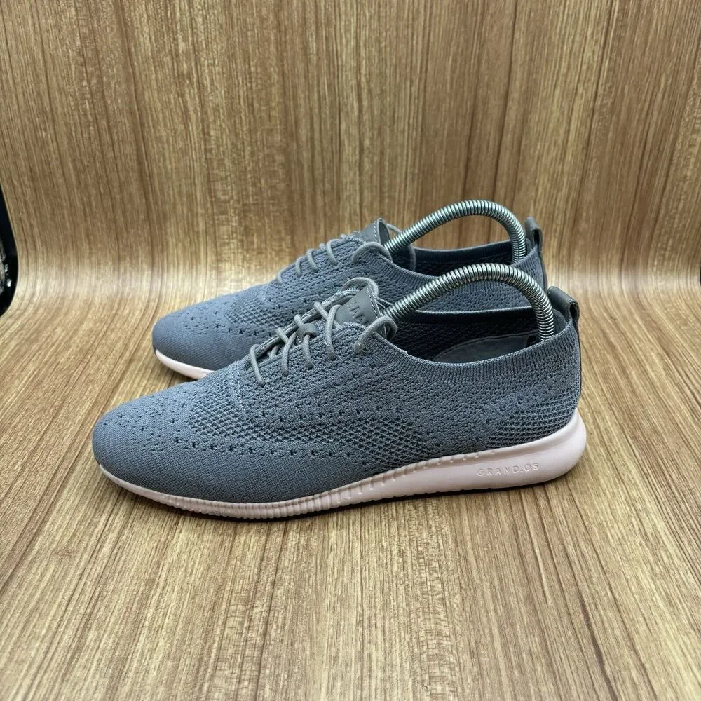 Cole Haan 2. Zero Grand OS Shoes lace up Pink Soles Gray Mesh Oxford Women 8.5 B