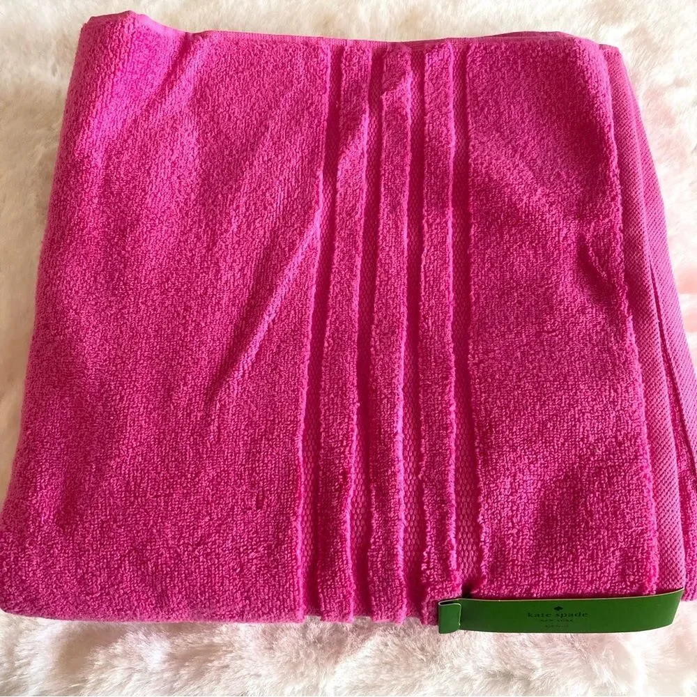 NWT Kate Spade Bath Towel Pink Magenta Terry Cotton