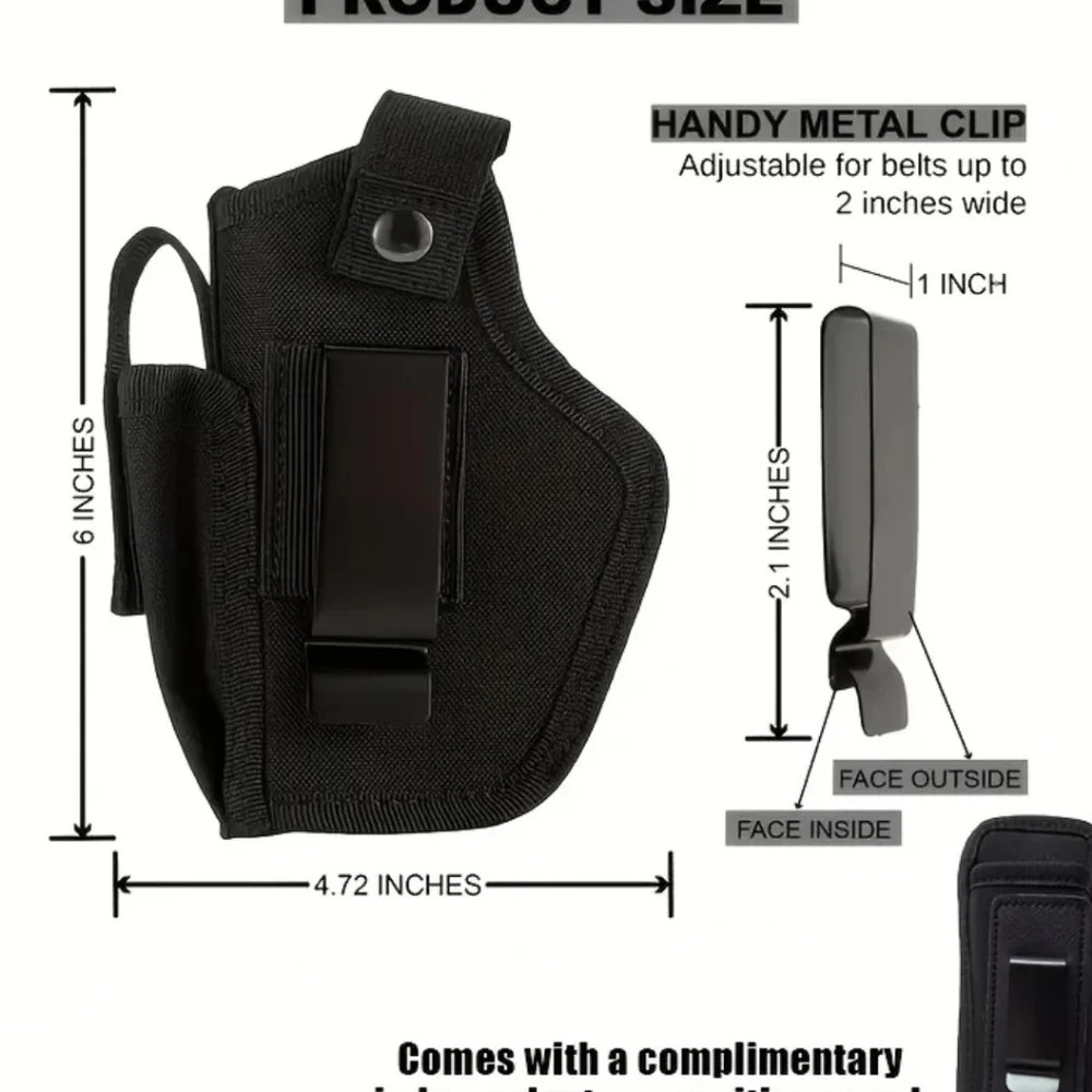 Universal Tactical IWB/OWB Holster - Concealed Carry - Fits Most Handguns + Mag