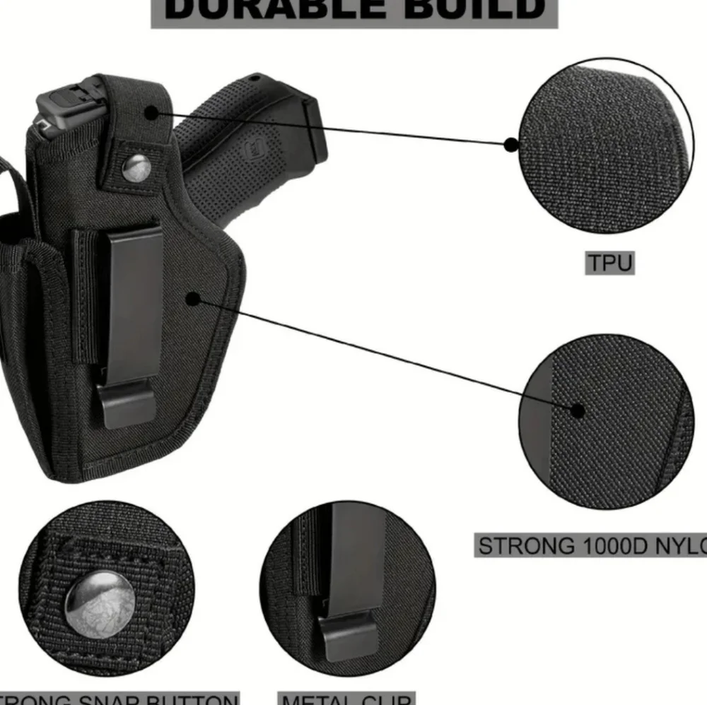 Universal Tactical IWB/OWB Holster - Concealed Carry - Fits Most Handguns + Mag