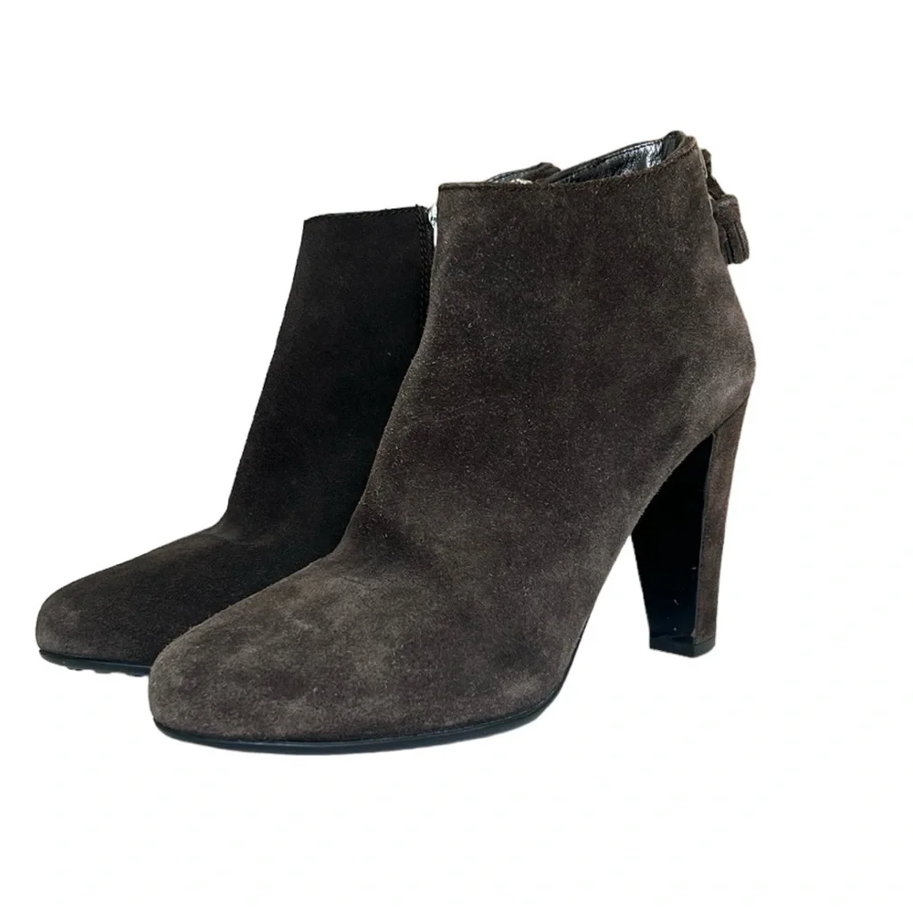 Prada The Original Car Shoe Gray Suede‎ Booties Tassels 39/8-8.5
