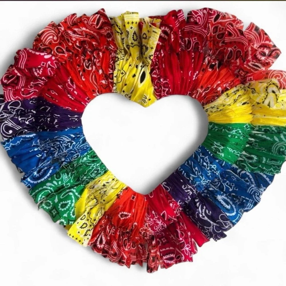 Custom Made Colorful Bandana Heart Wreath