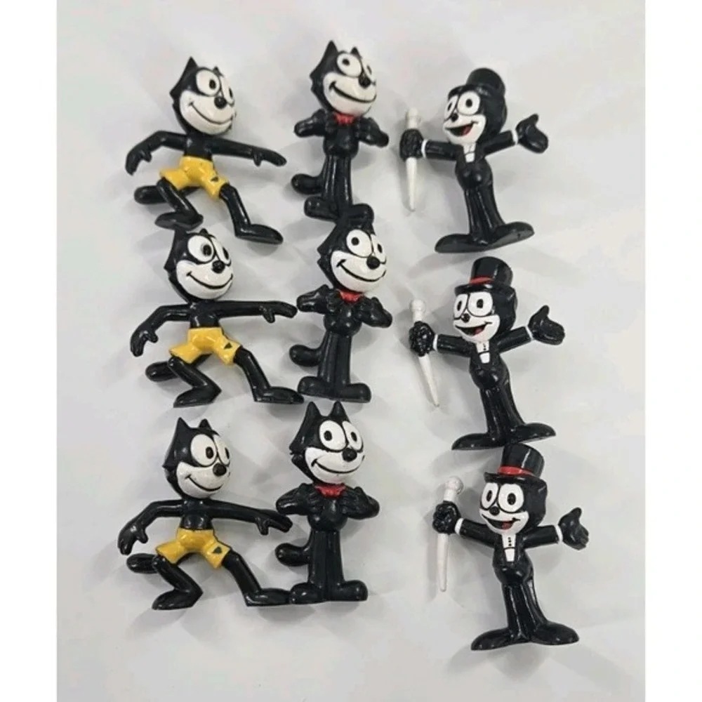 Lot of 3 Felix‎ the Cat PVC Figures by Applause 1989 Bow Tie Top Hat Shorts 2