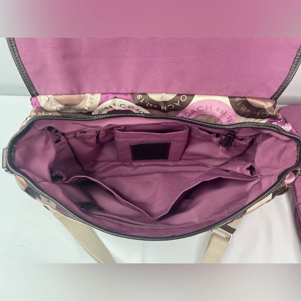 Coach Signature Snaphead Pink Multifunction (Diaper) Messenger Bag