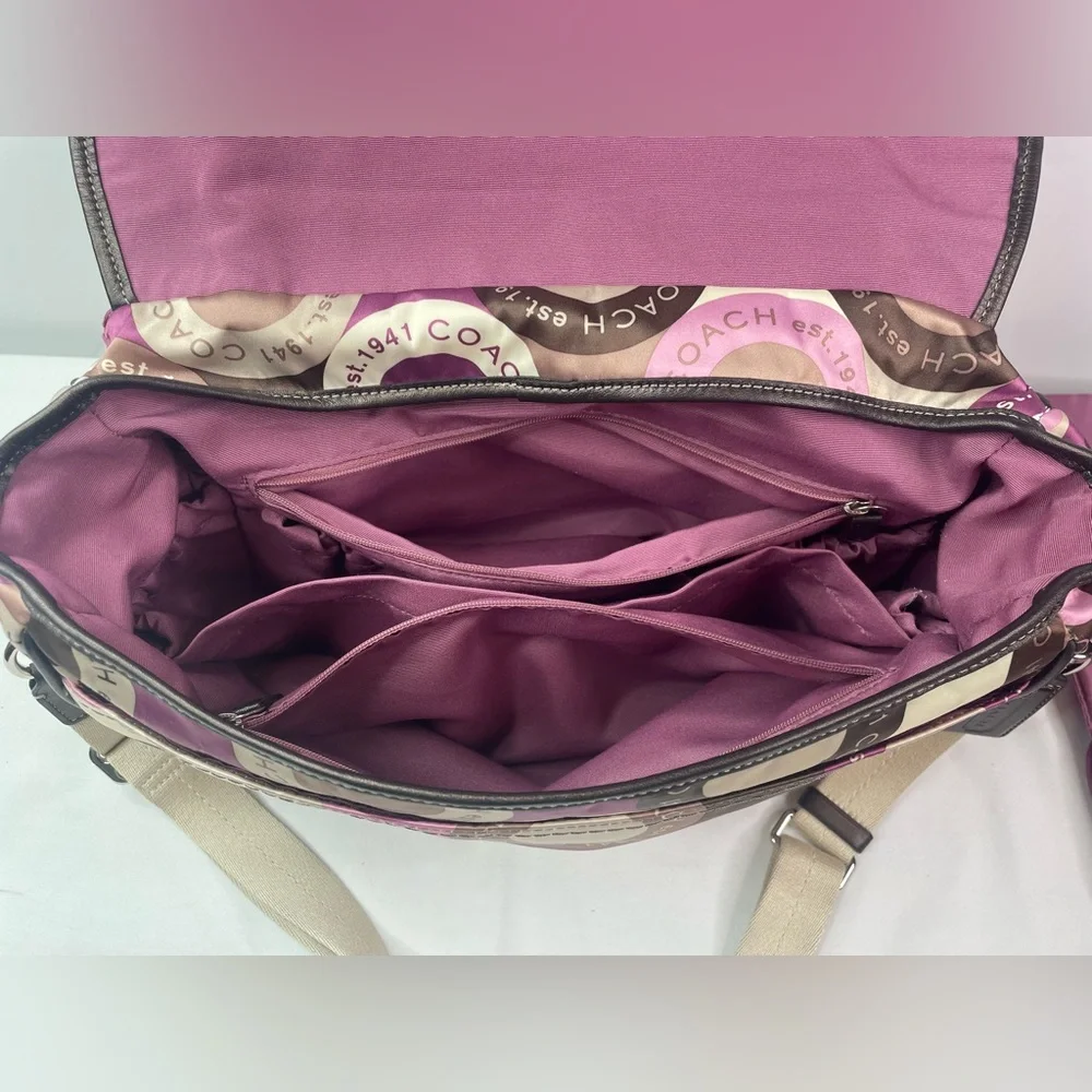 Coach Signature Snaphead Pink Multifunction (Diaper) Messenger Bag