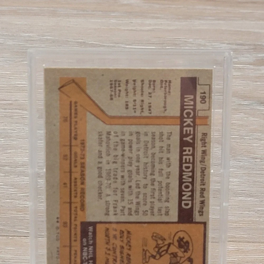Mickey Redmond Autographed 1973 Topps #190 Detroit Red Wings Signed NHL All-Star