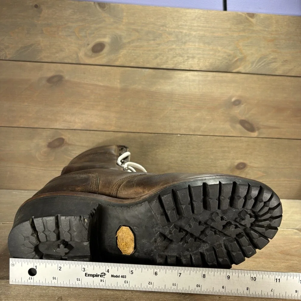 chippewa mens size 10.5 shoes brown leather steel toe work boots