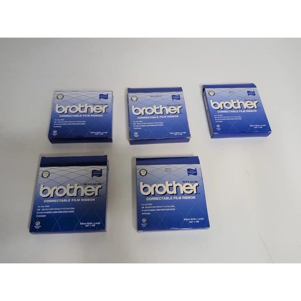 5 Genuine Brother 17020 Black Correctable Film Ribbon EM 501 511 701 750fx 811fx