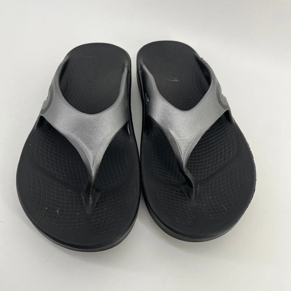 Oofos OOriginal Sport Recovery Sandals Black Graphite Thong Mens 8 Womens 10