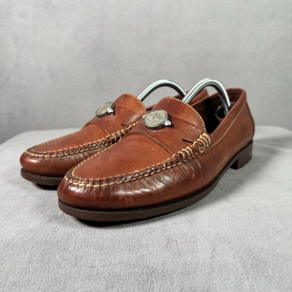 Cole Haan Country Buffalo Nickel Penny Loafers 10.5W Brown Leather Preppy