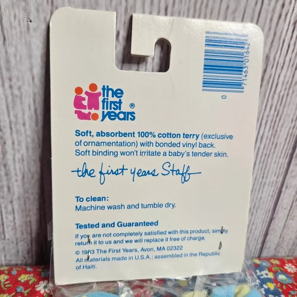 NIP 1983 The First Year's - 2 Tie Bibs with Bonded Vinyl Backing, 100% cotton