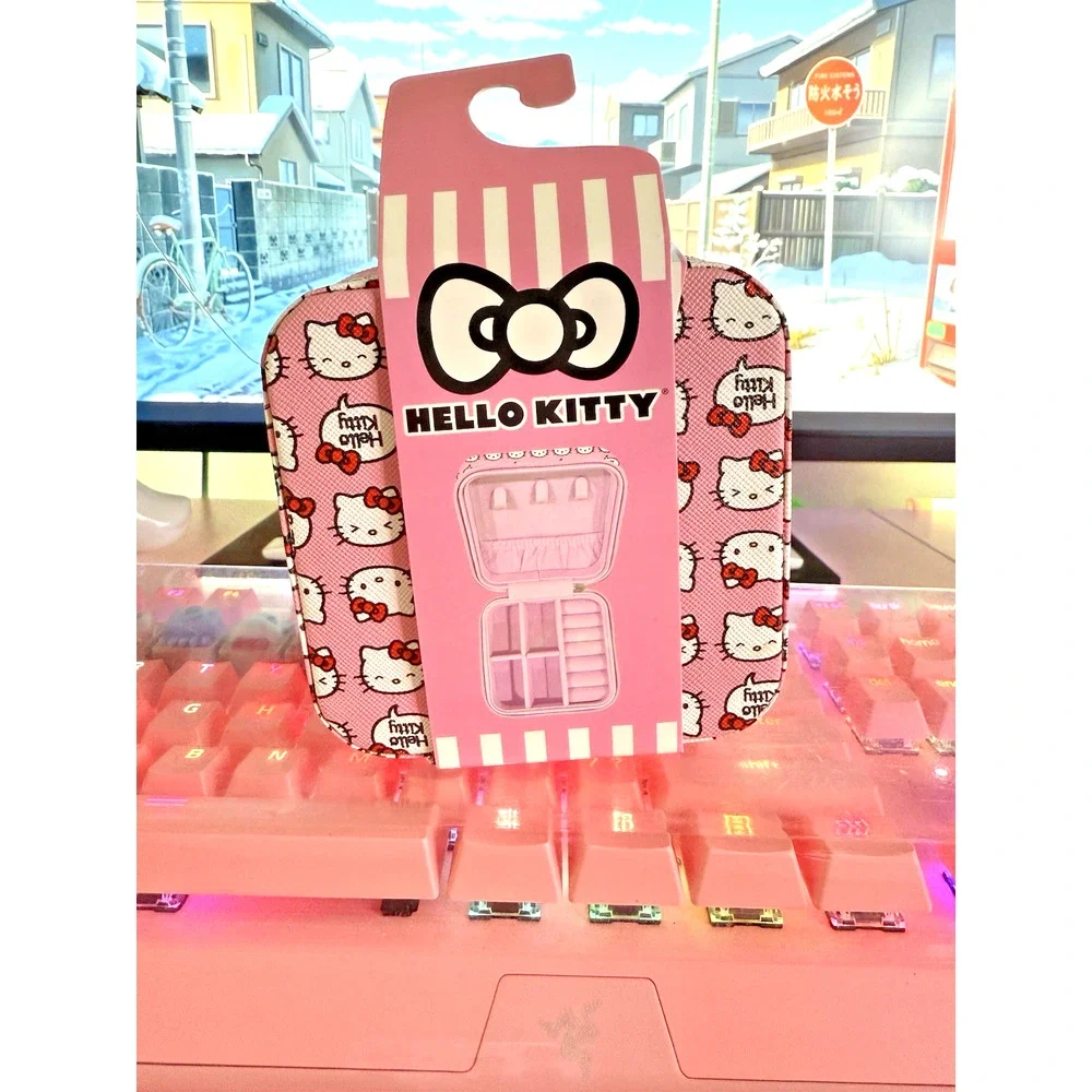 Sanrio Hello Kitty Case Zipper Multi 2024Square Pink Jewelry Travel Storage