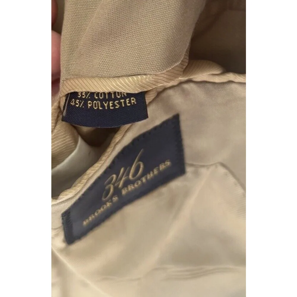 Vtg 346 Brooks Brothers Blazer Sport Coat Mens Beige 44L