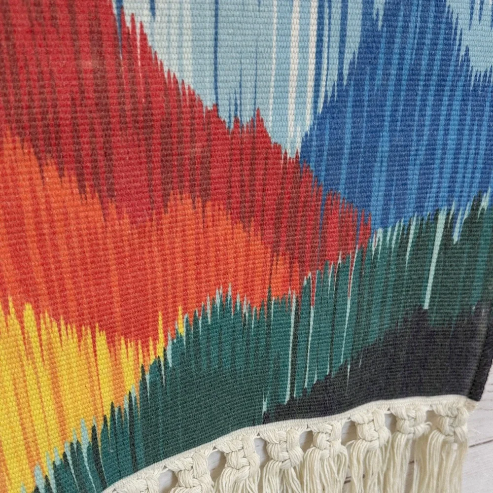 Colorful Mountain Tapestry Wall Hanging with fringe - boho 30