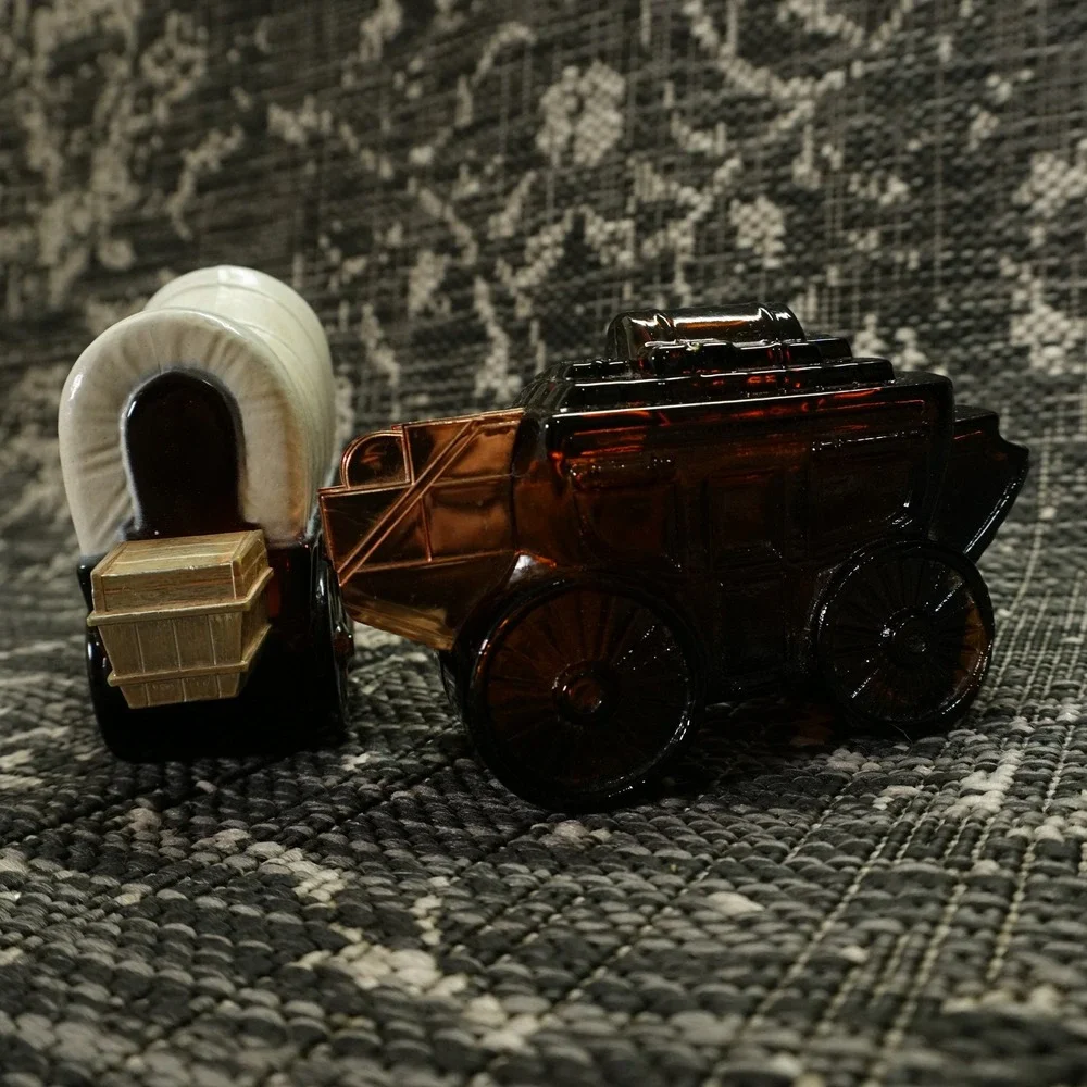 2 Vintage Avon Wild Country After Shave Bottles Stagecoach + Covered Wagon Empty