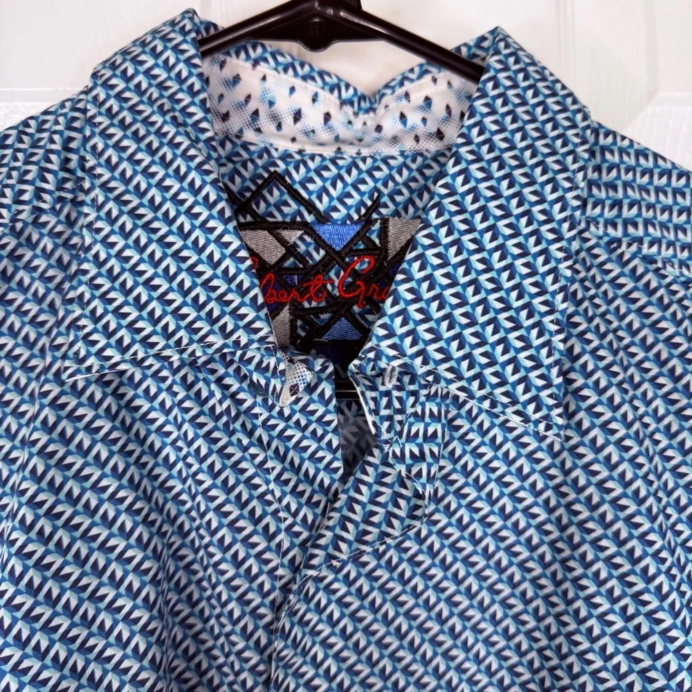 Sz M Robert Graham Classic Fit Blue Button Up Dress Shirt NWOT $498 MSRP