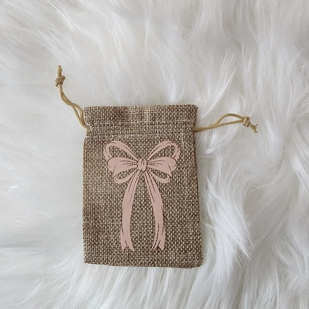 Gift Jewely Treat Bags with Pink Bows Ribbons Set