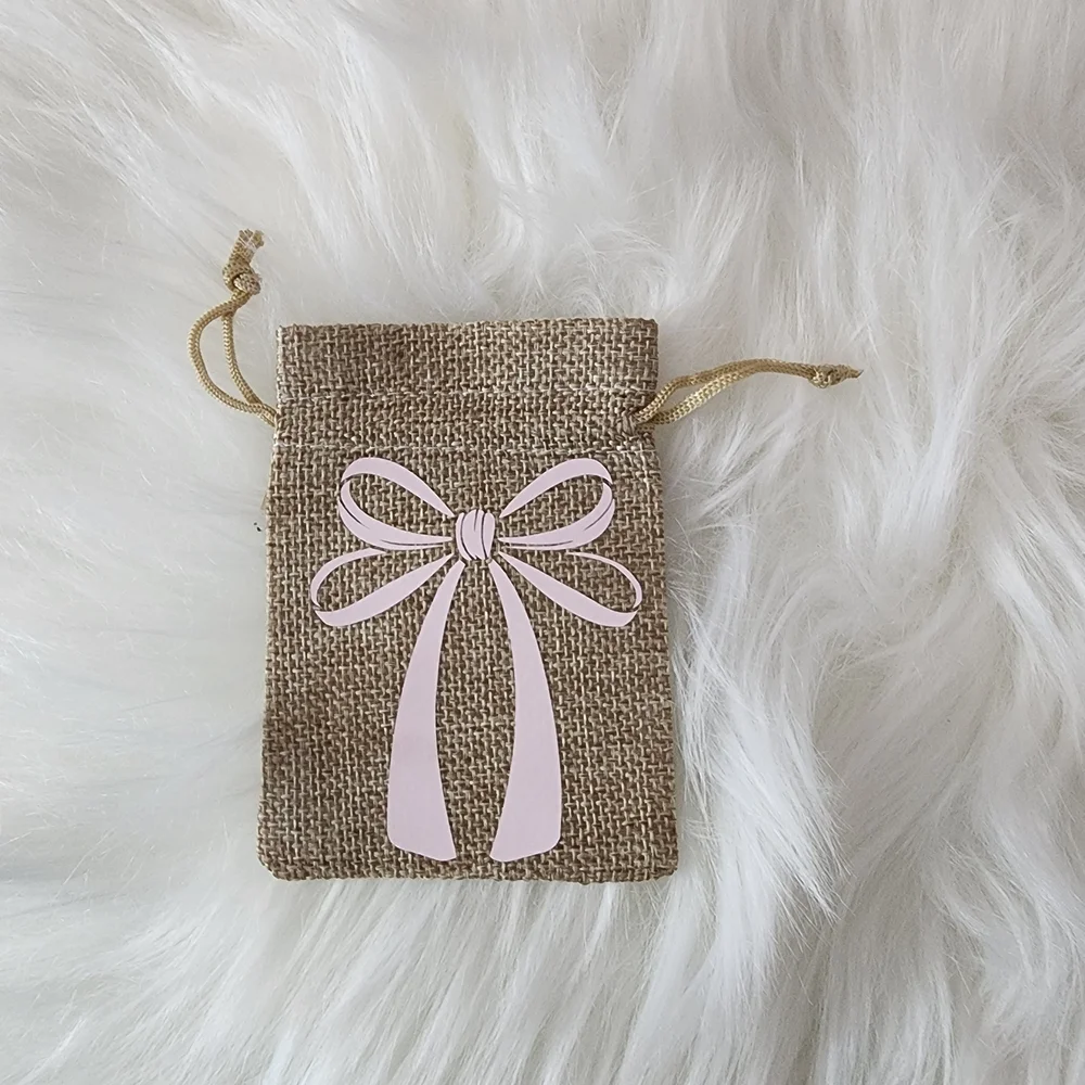 Gift Jewely Treat Bags with Pink Bows Ribbons Set