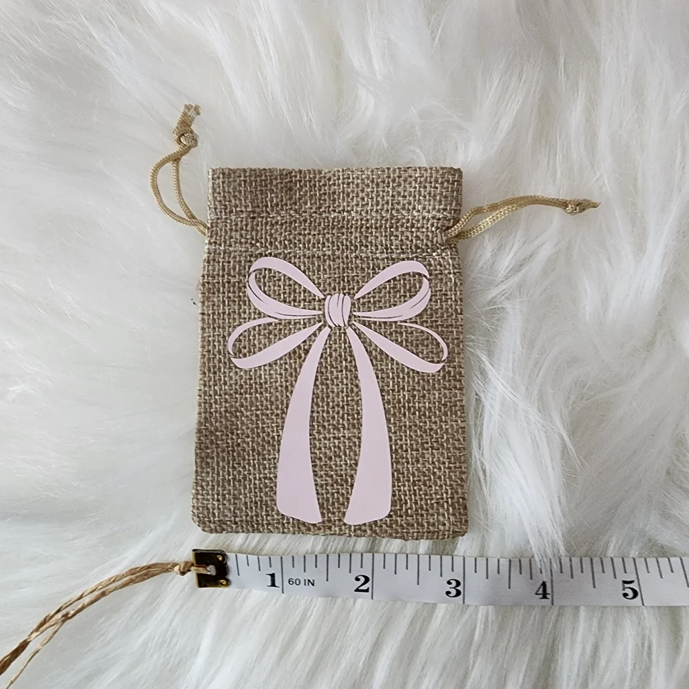 Gift Jewely Treat Bags with Pink Bows Ribbons Set