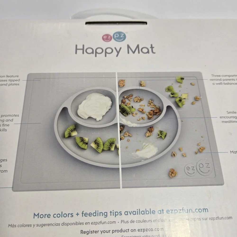 Ezpz The Happy Mat Placemat + 3 Compartment Plate in One Blue 24 Months +