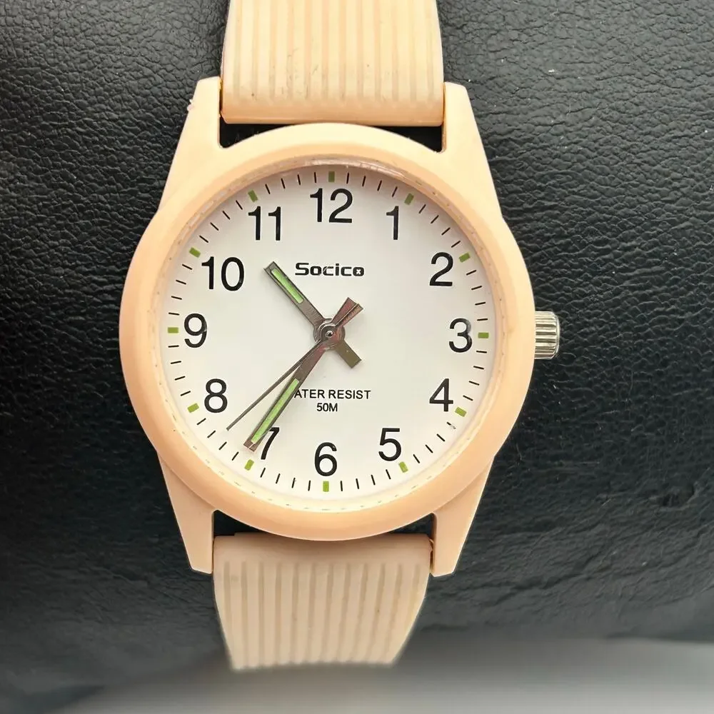 Socico Pink Watch 50M WR St. Steel, Working New Battery